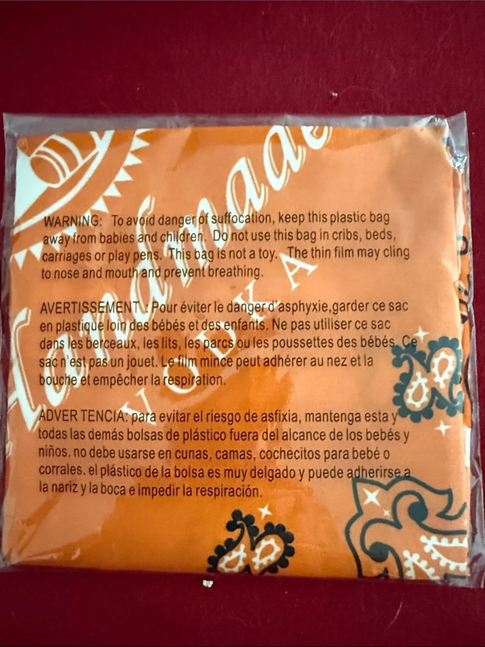Orange Paisley Bandana - Unbranded Cotton Headscarf Titos